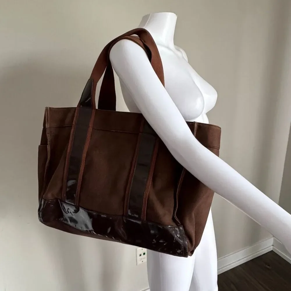 Tory Burch Brown Canvas and Patent Leather Tote - Picture 7 of 11